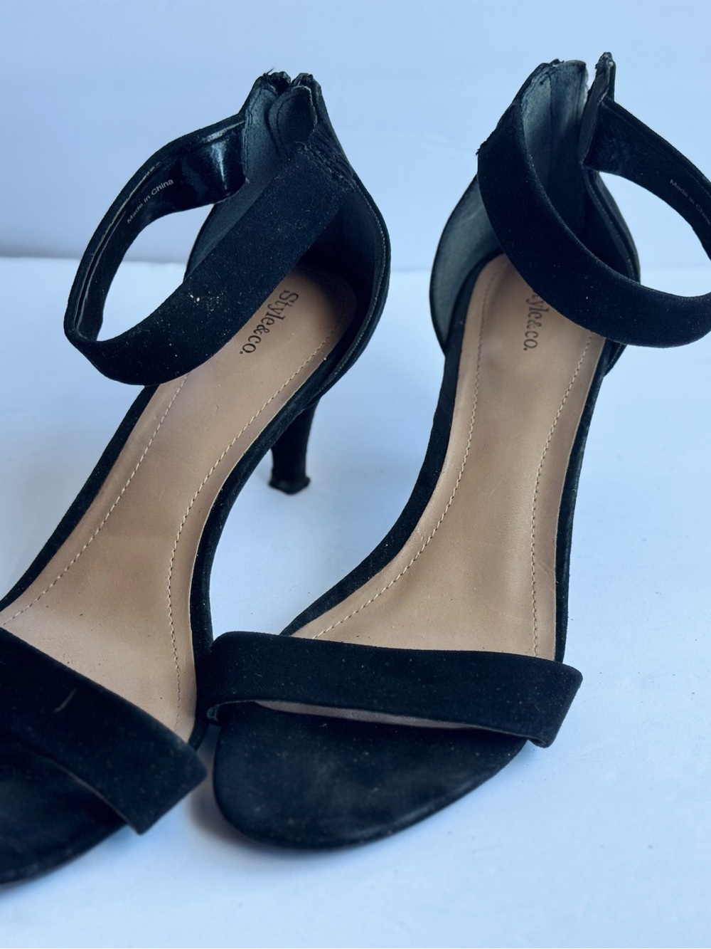 Style & Co. Black Suede Ankle-Strap Dress Heels